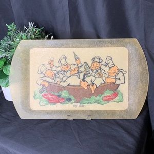 Vintage MCM MERMADE fiber LUCITE “Chef Salad” serving tray